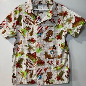 Disney Parks boys Authentic Polynesian Village Resort Hawaiian Shirt Youth M